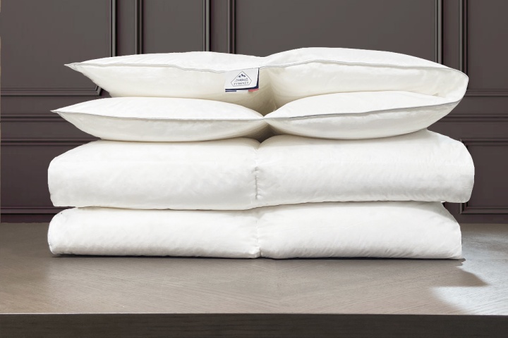 Couette en plumes, duvet d'oie, soie, percale de coton