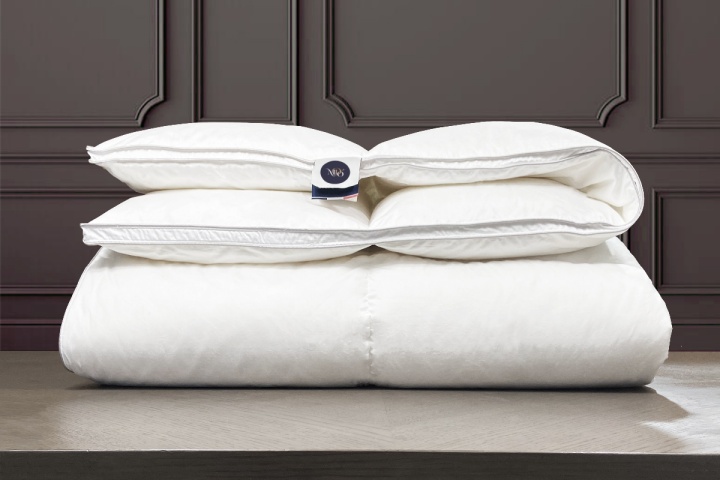 Couette en plumes, duvet d'oie, soie, percale de coton