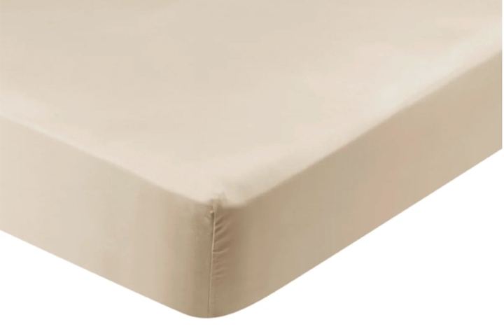 Drap-housse 180x200 en percale de coton beige sable PERCALE